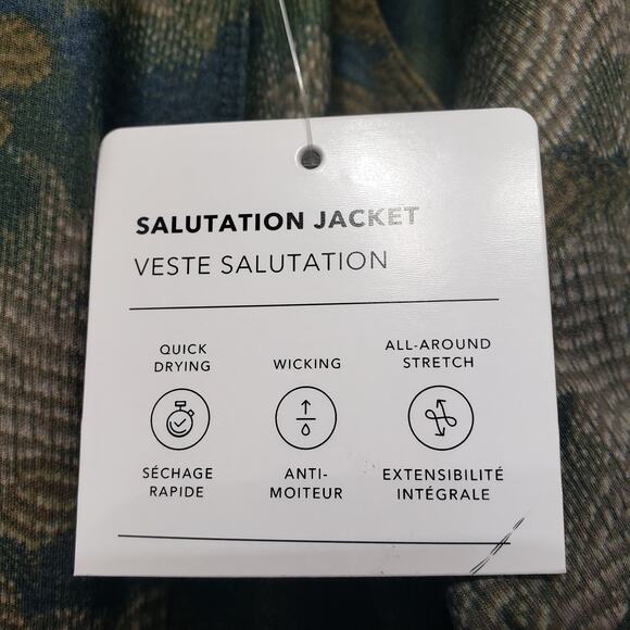 NWT ATHLETA Salutation Jacket Blue Green Camo Print Women's Size 1X - Picture 3 of 11